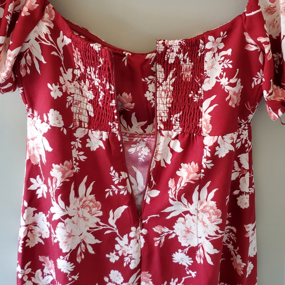 NWT Abercrombie & Fitch Smock Back Mini Dress Size S Milkmaid Coquette Tropical - Picture 10 of 11